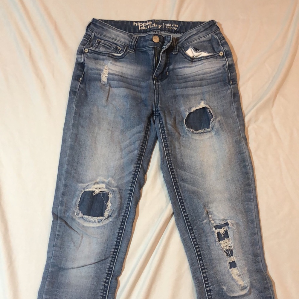 Hippie Laundry Mid Rise Ripped Skinny Jeans size 25